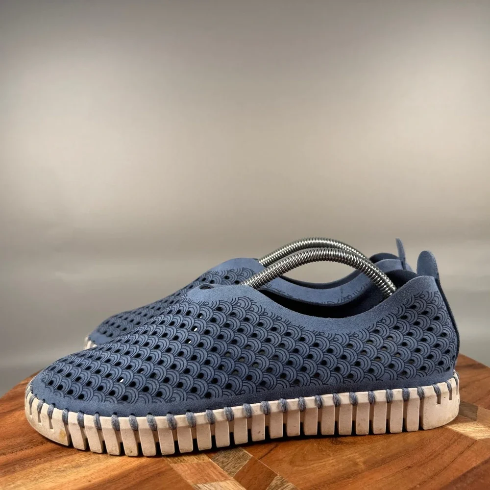 Ilse Jacobsen Tulip 139 Blue Laser Cut Slip On Loafers Flats EU 38 Womens 7.5-8